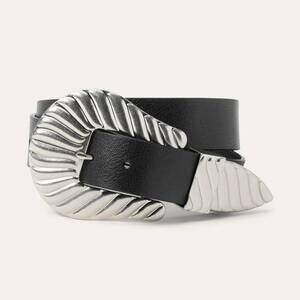 NEW THE GREAT. the big buckle belt in black with silver